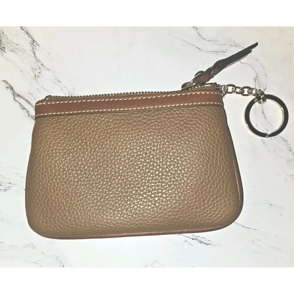 NWOT! Dooney & Bourke Pebble Grain Small Coin Case Brown 6.5x4.25